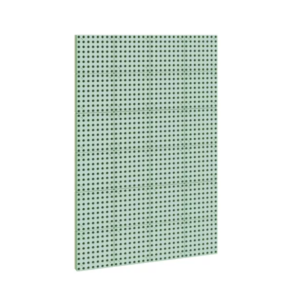 Светлозелена стенна STEM дъска Masterkidz 120 × 80 см с перфорирани квадратни панели.